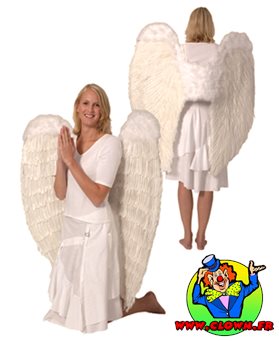 Ailes d'ange en plumes blanches grande modèle