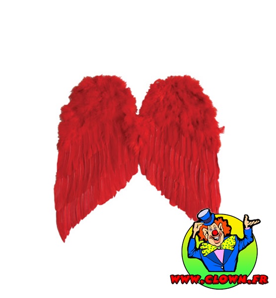 Ailes d'ange en plumes rouges 60 x 55 cm - Fete à paris