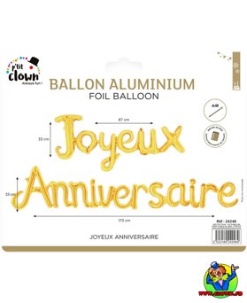 Ballon aluminium Joyeux Anniversaire or - Vue 2