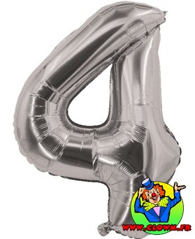 Ballon aluminium chiffre 4 argent