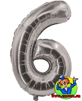 Ballon aluminium chiffre 6 argent