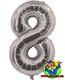 Ballon aluminium chiffre 8 argent