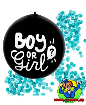 Ballon de confettis en latex "Boy or Girl" pour Baby-shower
