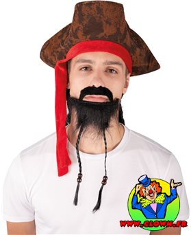 Barbe et moustache de pirate noir