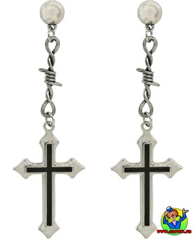 Boucles d’oreilles croix noire - Vue 1