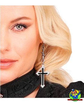 Boucles d’oreilles croix noire - Vue 2
