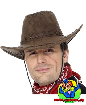 Chapeau Cow-boy adulte texas avec coutures marron