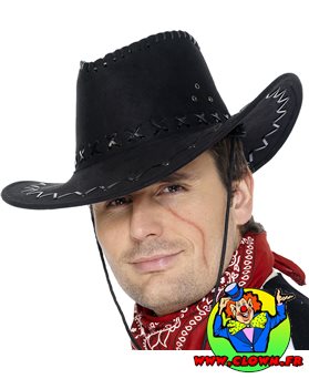 Chapeau Cow-boy adulte texas avec coutures noir