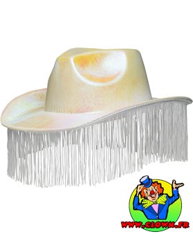 Chapeau Fabulous cow-boy blanc avec frange