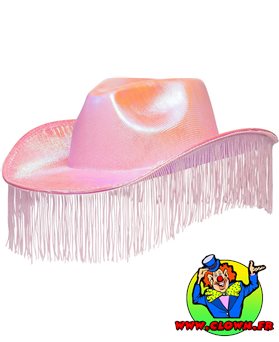 Chapeau Fabulous cow-boy rose avec frange