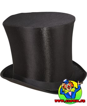 Chapeau Haut De Forme P'TIT CLOWN - Noir Pour Déguisement Magicien Ou Détective - Adulte Unisexe - Carnaval/Halloween