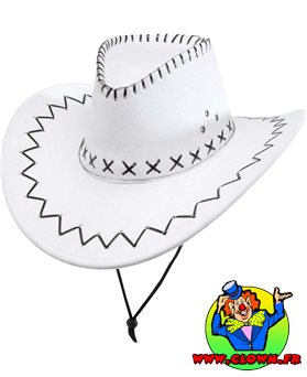 Chapeau blanc de cow-boy avec decorations suedine