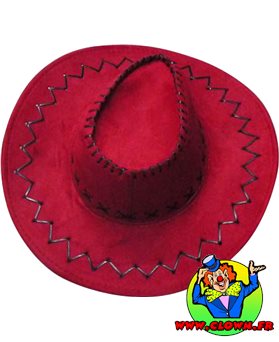 Chapeau cow-boy adulte texas avec coutures rouge