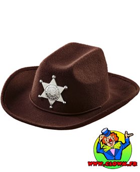 Chapeau de cow-boy brun realiste avec étoile de sheriff