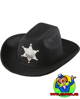 Chapeau de cow-boy noir realiste avec étoile de sheriff