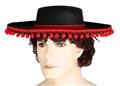 Chapeau espagnol noir avec pompons autre image 2