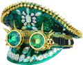 Chapeau festival avec pointes bijoux et lunettes kaléidoscopiques avec pointes paillettes vert autre image 0