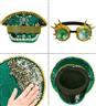 Chapeau festival avec pointes bijoux et lunettes kaléidoscopiques avec pointes paillettes vert autre image 1