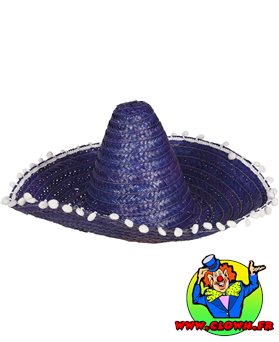 Chapeau paille mexicain bleu