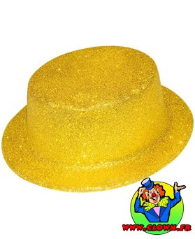 Chapeau paillette haut de forme doré