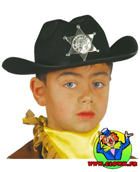 Chapeau shérif enfant feutre noir