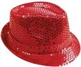Chapeau tissu sequins adulte Borsalino rouge autre image 0