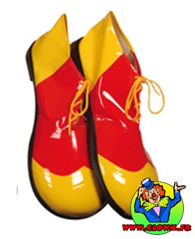 Chaussure de clown rouge et jaune