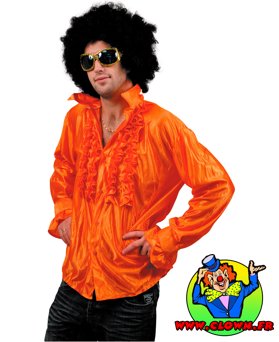 Chemise disco satin orange - Vue 3
