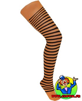 Collant avec rayures noir et orange