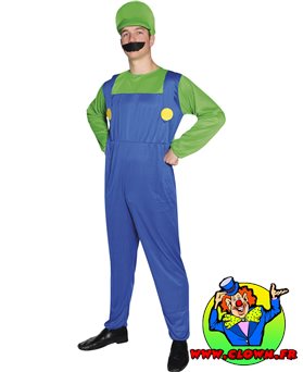Déguisement Luigi Adulte - Tenue de Plombier Vert et Bleu pour Cosplay et Fête