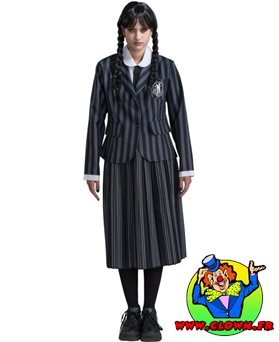 Déguisement Mercredi Addams Adulte - Uniforme Noir et Gris