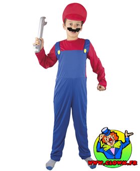 Déguisement ado plombier Mario rouge et bleu