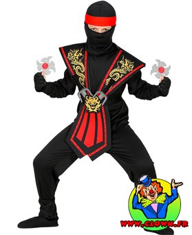 Déguisement combat ninja rouge avec armes