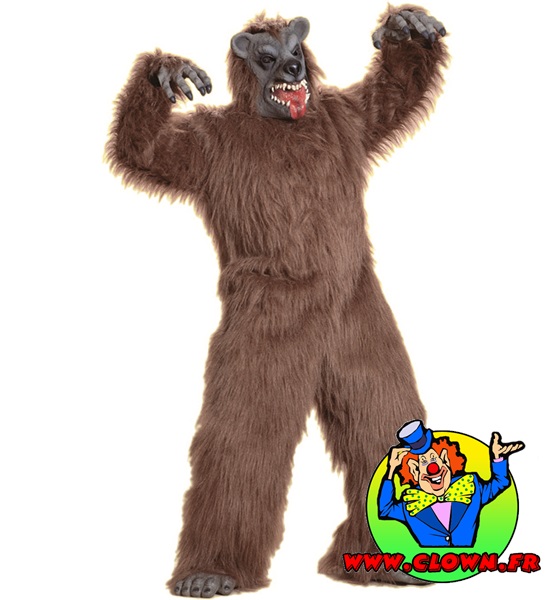 Mascotte spotsound de déguisement ours brun pour adulte