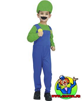 Déguisement enfant Luigi - Costume jeux vidéo vert et bleu