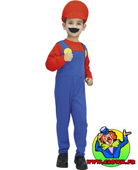 Déguisement enfant plombier Mario rouge et bleu