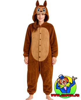 Déguisement lulu monster pyjama brun femme