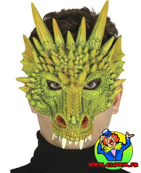 Demi-masque dragon vert fantaisie - Costume et déguisement