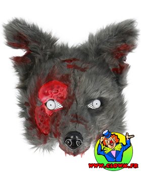 Demi-masque peluche Loup-garou ensanglanté - Vue 2