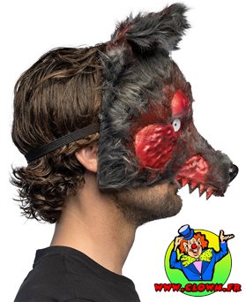 Demi-masque peluche Loup-garou ensanglanté - Vue 3