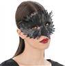 Demi masque avec plumes simili cuir corbeau autre image 0