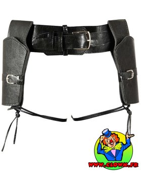 Double holster simili cuir noir adulte - Vue 4
