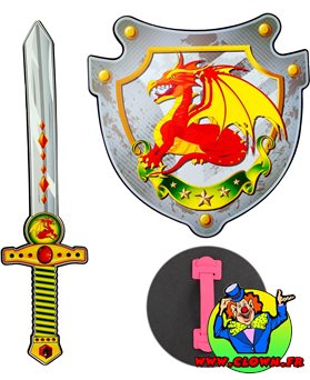 Epée et bouclier chevalier dragon en mousse douce eva