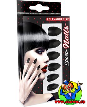 Faux Ongles Noirs Auto-adhésifs