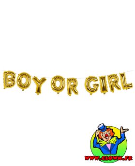 Guirlande de ballons en aluminium 'BOY  OR  GIRL'