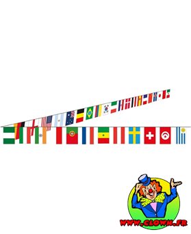 Guirlande drapeaux papier - 32 pays - 10 m