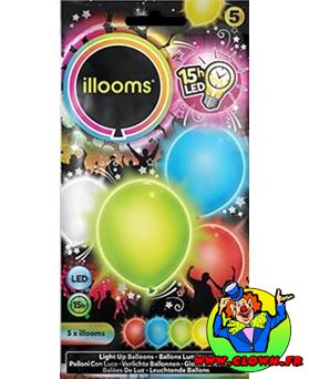 Illooms®  Ballons LED en latex, couleurs basics mixtes