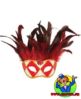 Loup Deco Plumes Rouge