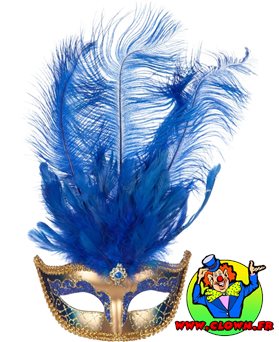 Loup Venise plume longue bleu