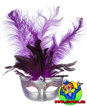 Loup Venise plume longue violet